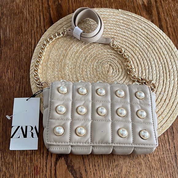 Zara beige Guilted Mini Crossbody Shoulder Bag - Picture 5 of 11